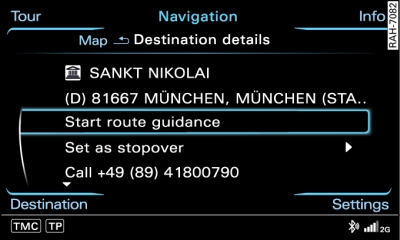 Setting map position as destination